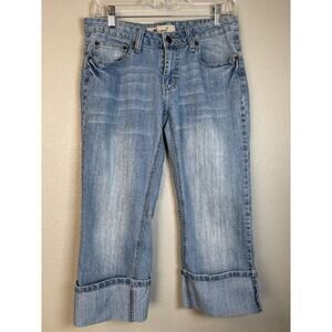 Wet Seal Y2K Denim Capris Vintage Size 7 Cuffed Bottoms‎ Low Rise